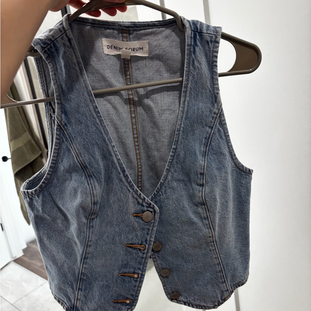 Aritzia Light Blue Buttoned Vest